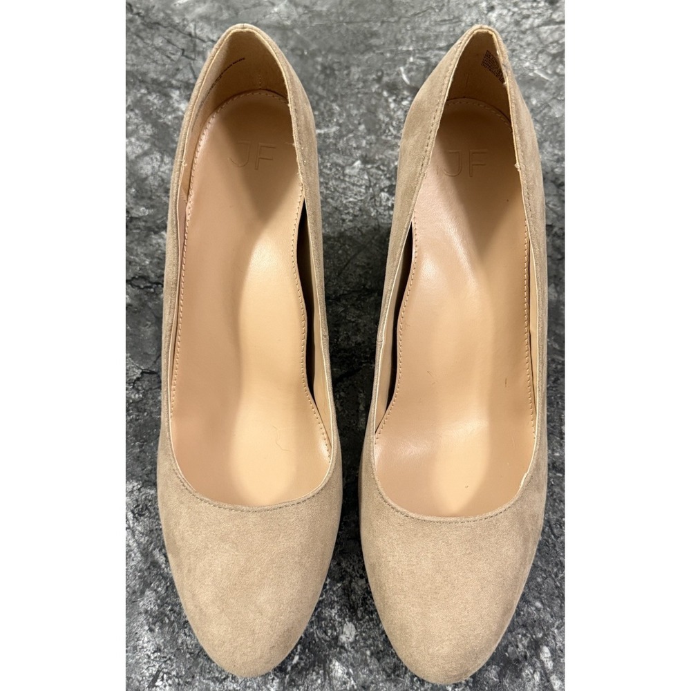 Just Fab Womens Daphne Faux Suede Block Heel Pumps Arch Support Comfort Beige 11